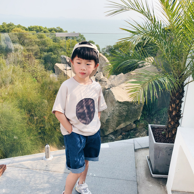 1door Children's Clothing Custom 2021 Summer Custom Vivi Same Retro Tuning Patch Circle Oversizet T-shirt