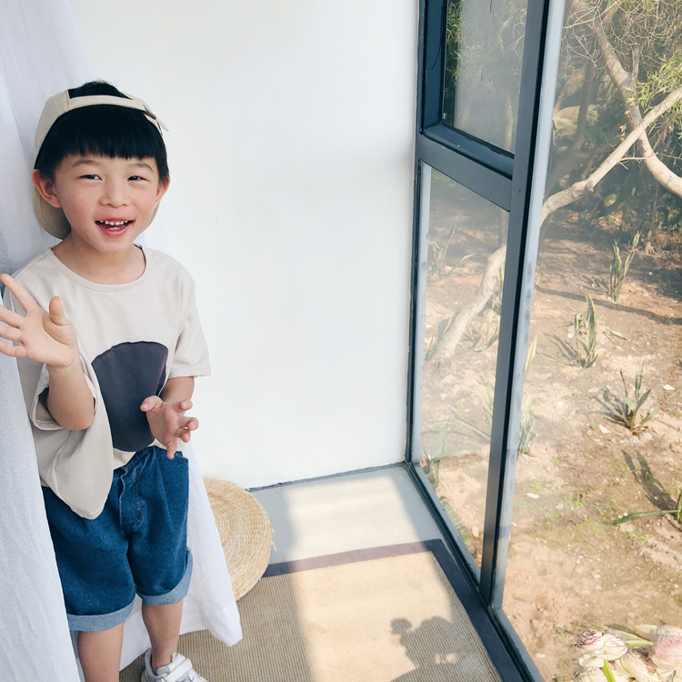 1door Children's Clothing Custom 2021 Summer Custom Vivi Same Retro Tuning Patch Circle Oversizet T-shirt