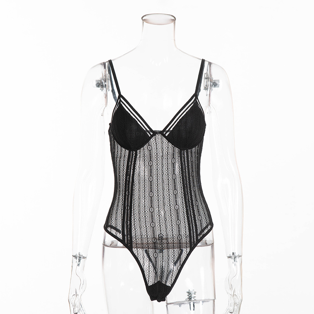 Sexy lingerie AliExpress Hot-Selling New Arrival Women's Circle Hole Stitching Sexy Jumpsuit Underwear