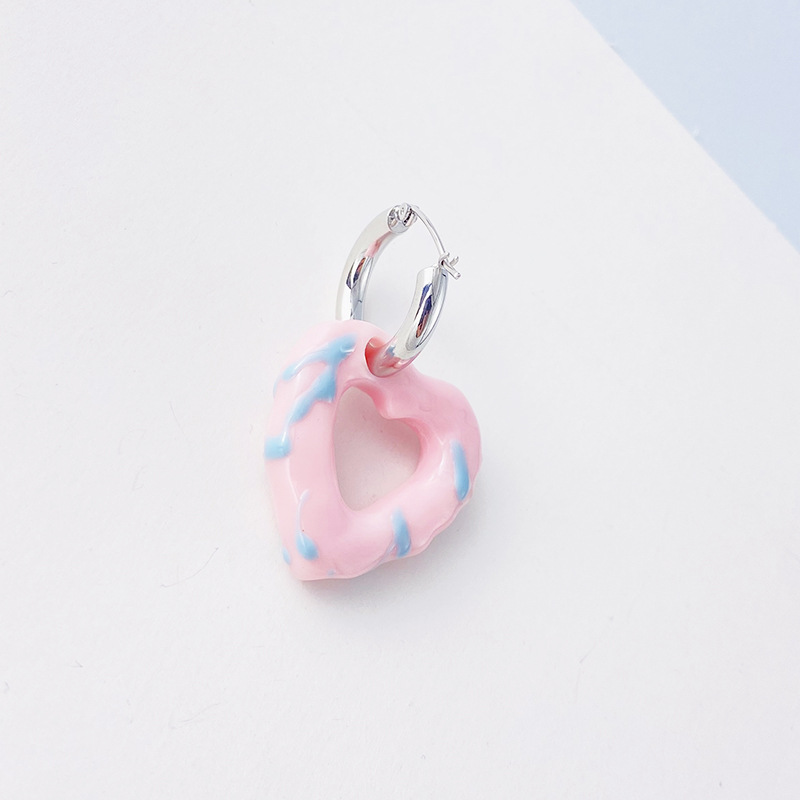 Qiao Men Original National Style Design Heart-Shaped Circle Earrings Chinese Red New Year Earrings Donut Love Heart Earrings Female