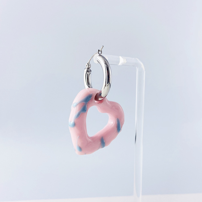 Qiao Men Original National Style Design Heart-Shaped Circle Earrings Chinese Red New Year Earrings Donut Love Heart Earrings Female Qiao Men Original National Style Design Heart-Shaped Circle Earrings Chinese Red New Year Earrings Donut Love Heart Earrings Female