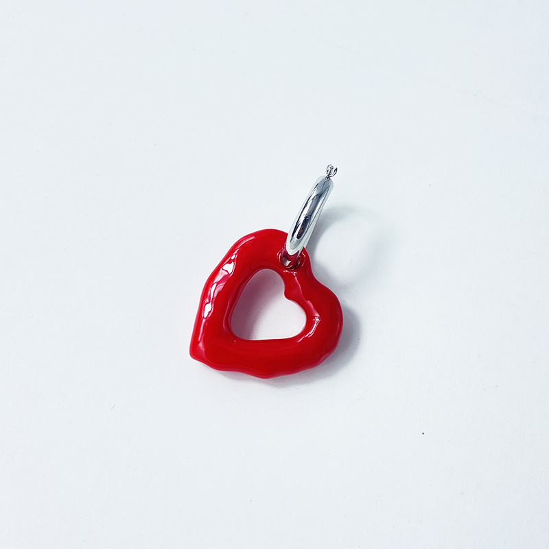 Qiao Men Original National Style Design Heart-Shaped Circle Earrings Chinese Red New Year Earrings Donut Love Heart Earrings Female Qiao Men Original National Style Design Heart-Shaped Circle Earrings Chinese Red New Year Earrings Donut Love Heart Earrings Female