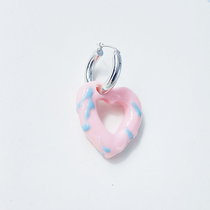 Qiao Men Original National Style Design Heart-Shaped Circle Earrings Chinese Red New Year Earrings Donut Love Heart Earrings Female Qiao Men Original National Style Design Heart-Shaped Circle Earrings Chinese Red New Year Earrings Donut Love Heart Earrings Female