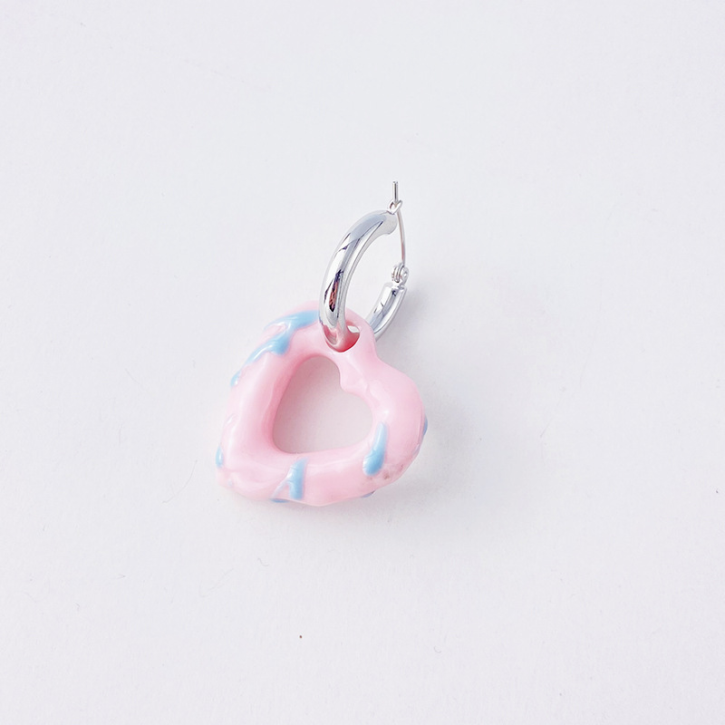 Qiao Men Original National Style Design Heart-Shaped Circle Earrings Chinese Red New Year Earrings Donut Love Heart Earrings Female Qiao Men Original National Style Design Heart-Shaped Circle Earrings Chinese Red New Year Earrings Donut Love Heart Earrings Female