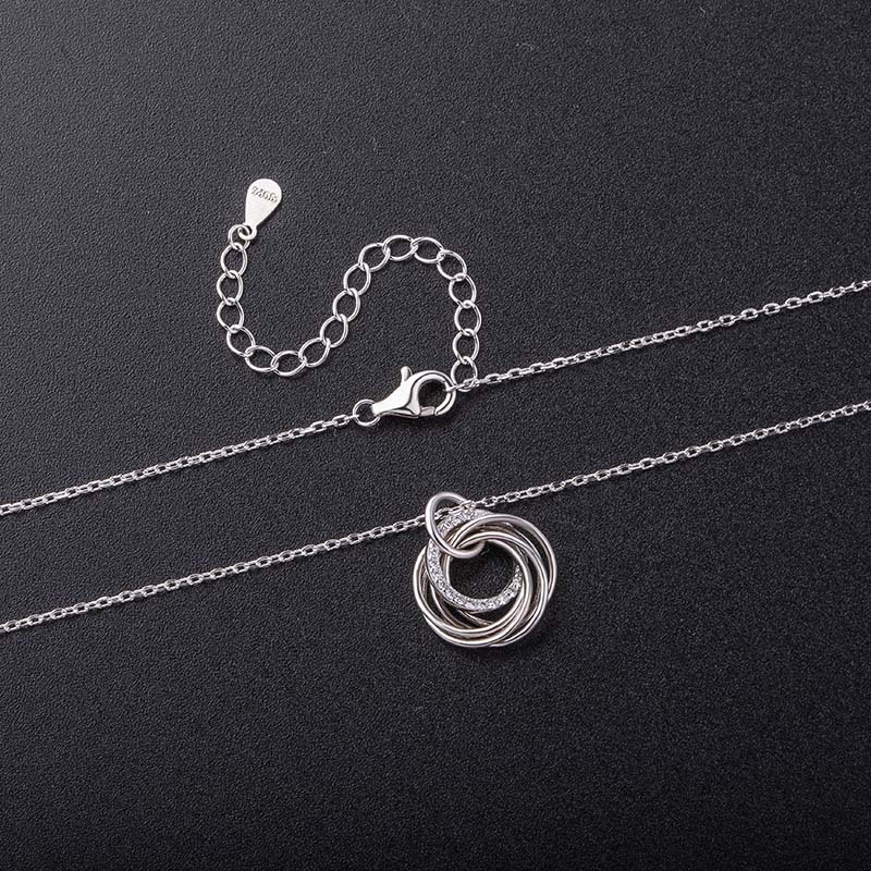 SOURCE Factory Exclusive for Cross-Border S925 Sterling Silver Hand-Made Circle Ring Buckle Pendant Grandmother Mother Daughter Necklace