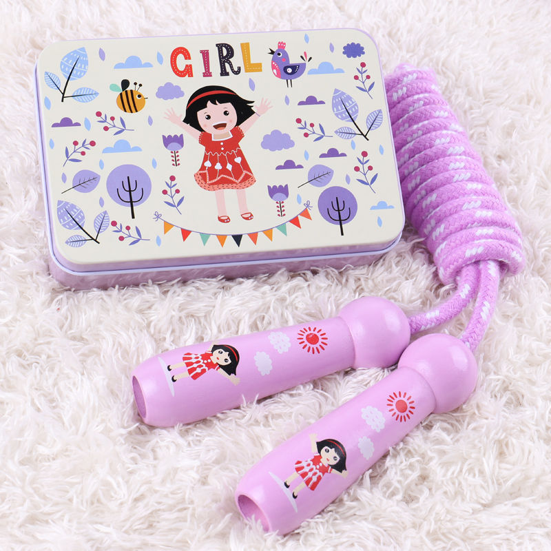 Rope Skipping Children&#039;s Wooden Elementary School Sports Beginners Girl&#039;s and Boy&#039;s Children&#039;s Jumping Rope Kindergarten Adjustable Toys