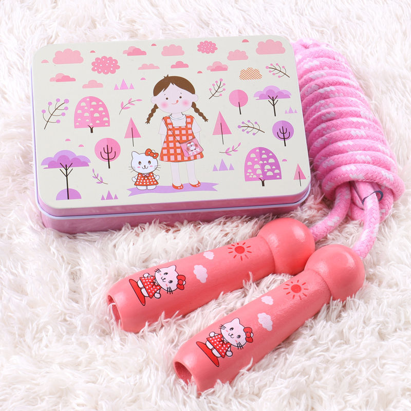 Rope Skipping Children&#039;s Wooden Elementary School Sports Beginners Girl&#039;s and Boy&#039;s Children&#039;s Jumping Rope Kindergarten Adjustable Toys