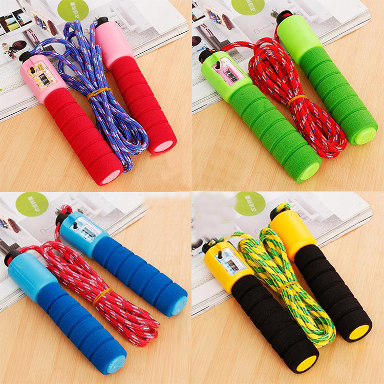Cotton Binder Sponge Handle Skipping Rope with Counter Student Senior High School Entrance Examination Sporting Goods Outdoor Sports Gifts