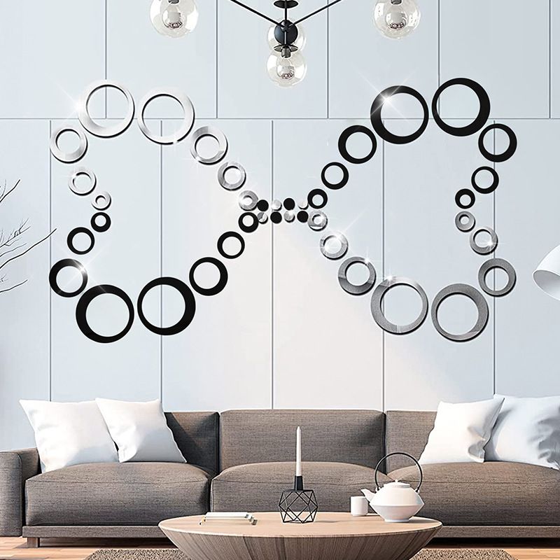 Cross-Border Hot TV Wall Stickers Home Decorative Jewelry Three-Dimensional Removable Mirror Sticker Circle One Piece Dropshipping