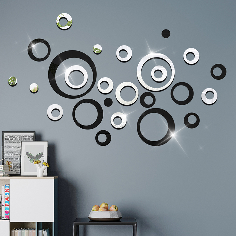 Cross-Border Hot TV Wall Stickers Home Decorative Jewelry Three-Dimensional Removable Mirror Sticker Circle One Piece Dropshipping