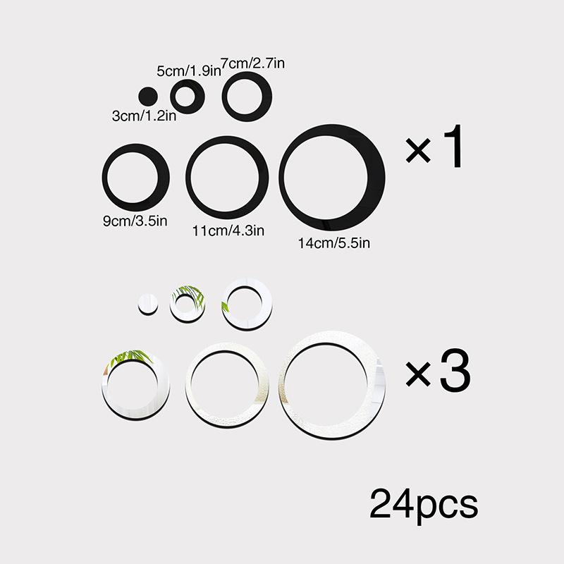 Cross-Border Hot TV Wall Stickers Home Decorative Jewelry Three-Dimensional Removable Mirror Sticker Circle One Piece Dropshipping