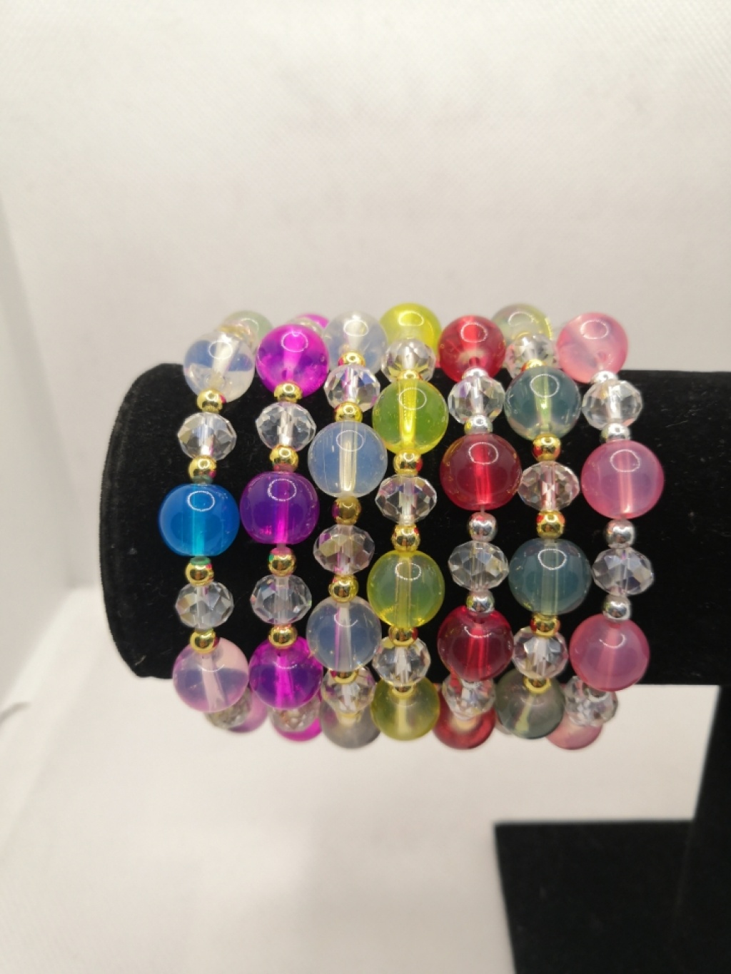 Hot Selling Colorful Female Crystal Beads Transparent Beads Bracelet Wrist Ring Yiwu Rena Ornament Factory Direct Sales
