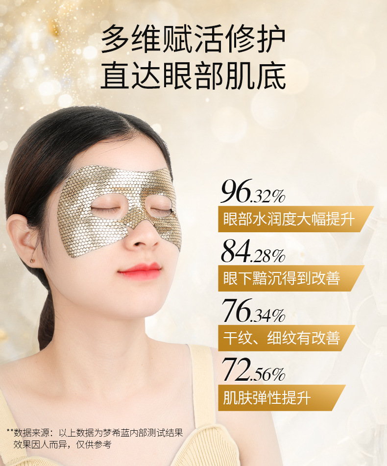 Mengxi Blue Gold Carnosine Honeycomb Pattern Eye Mask Gold Foil Essence Fading Wrinkle Eye Bags and Dark Circle