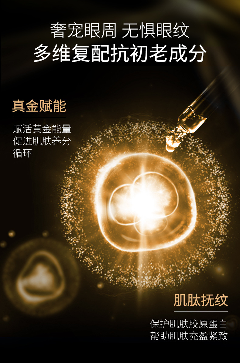 Mengxi Blue Gold Carnosine Honeycomb Pattern Eye Mask Gold Foil Essence Fading Wrinkle Eye Bags and Dark Circle