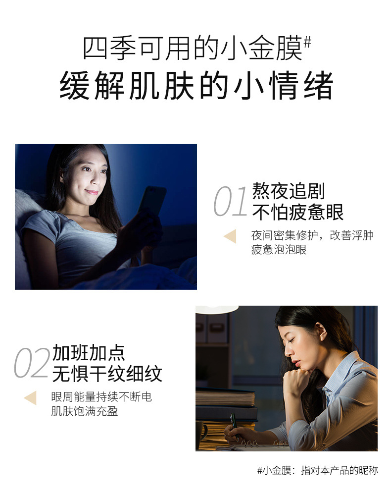 Mengxi Blue Gold Carnosine Honeycomb Pattern Eye Mask Gold Foil Essence Fading Wrinkle Eye Bags and Dark Circle