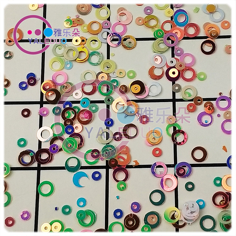 Golden Light 5mm double Circle PVC Paillette Cross-Border E-Commerce Crystal Mud Filling