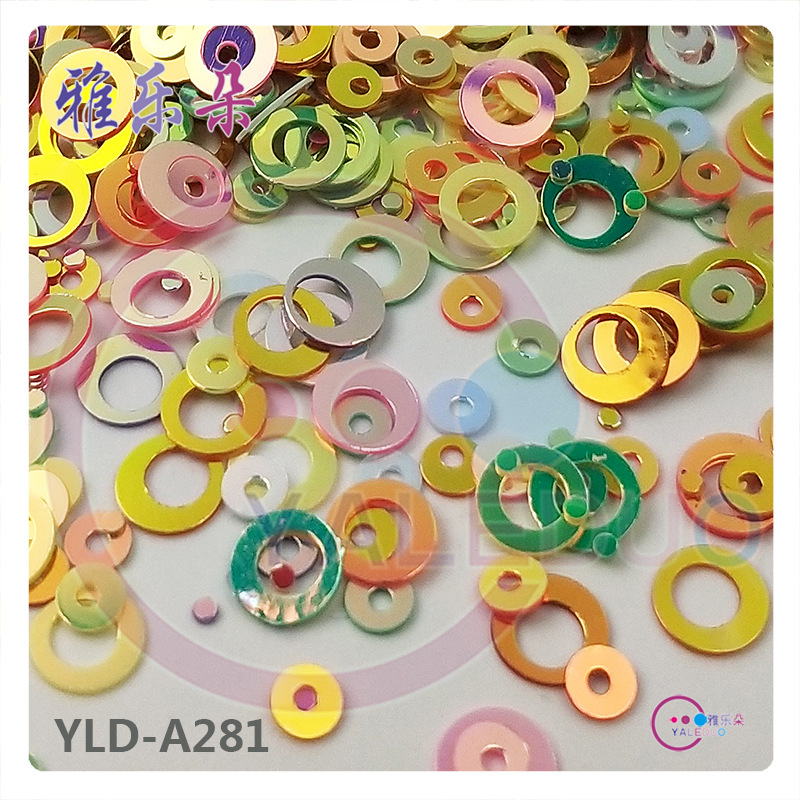 Golden Light 5mm double Circle PVC Paillette Cross-Border E-Commerce Crystal Mud Filling