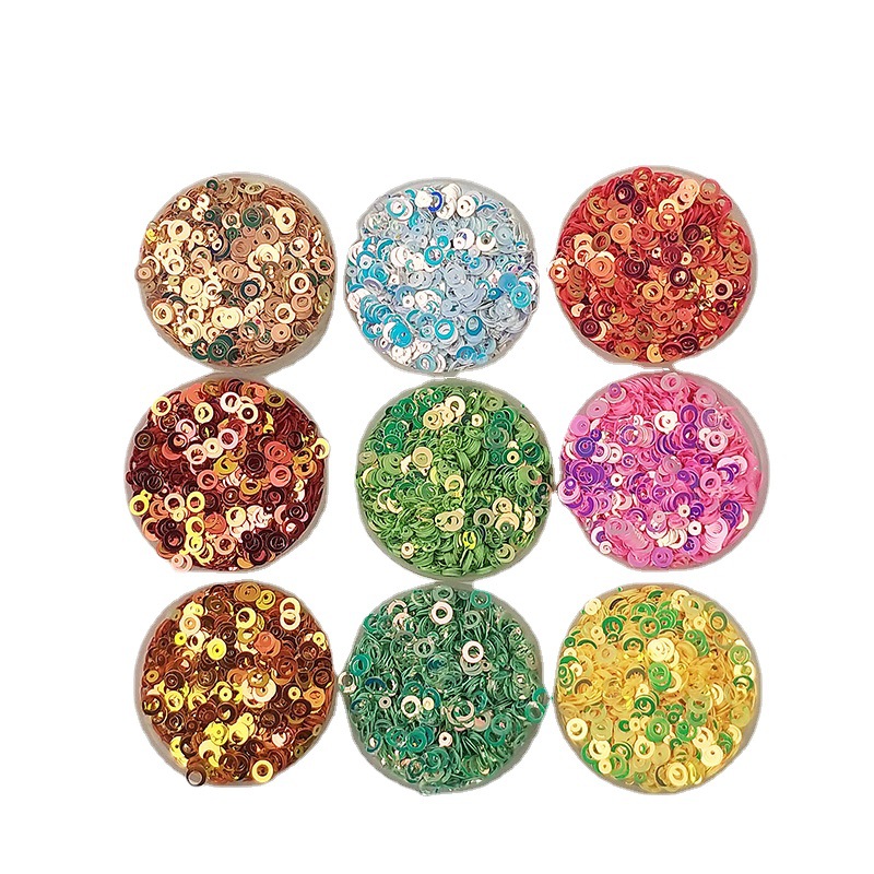 Golden Light 5mm double Circle PVC Paillette Cross-Border E-Commerce Crystal Mud Filling