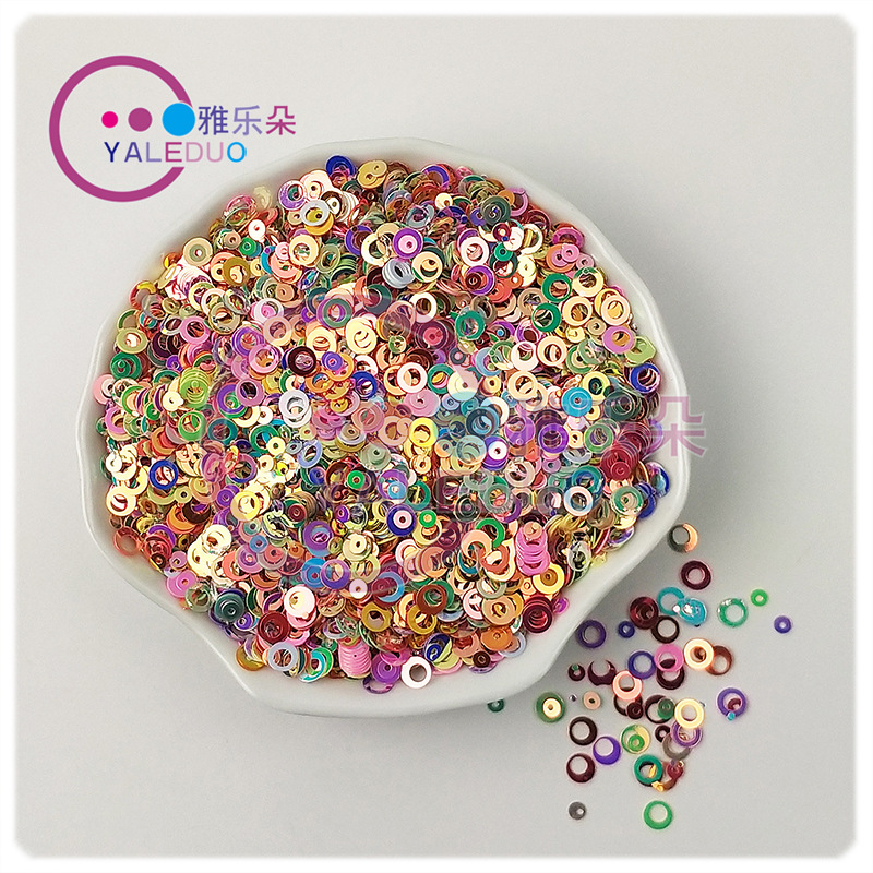 Golden Light 5mm double Circle PVC Paillette Cross-Border E-Commerce Crystal Mud Filling