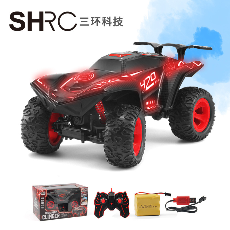 HR Remote Control Cool Light Spray Car Four-Way Remote Control Rock Crawler Remote Control Traffic Jam off-Road Stunt Car