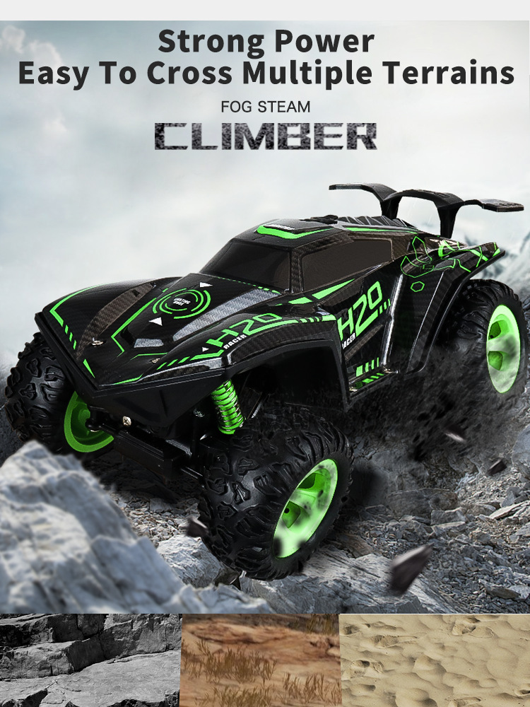 HR Remote Control Cool Light Spray Car Four-Way Remote Control Rock Crawler Remote Control Traffic Jam off-Road Stunt Car