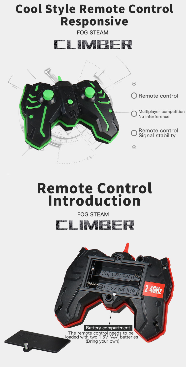 HR Remote Control Cool Light Spray Car Four-Way Remote Control Rock Crawler Remote Control Traffic Jam off-Road Stunt Car