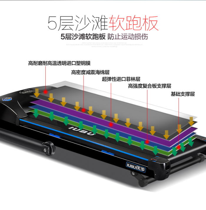 Excellent step YB-510 multifunctional household electric treadmill silent folding indoor body-building