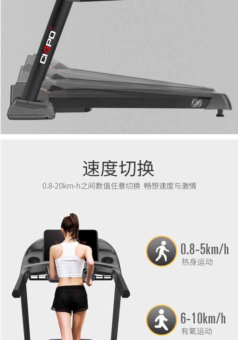 Changran CP-Q6 Treadmill Home Led Exercise Single/Multi-Function Mute Folding Interior Gym Equipment