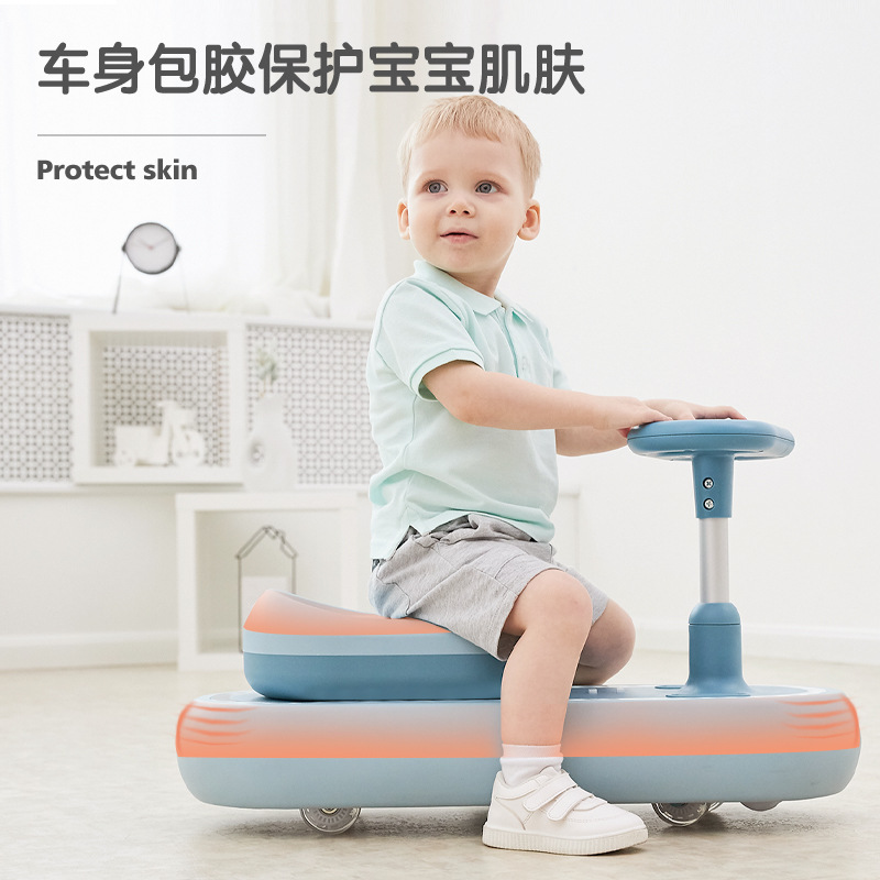 New Style Pull Style Baby Swing Car Music Bobby Car Qitong Fully Surrounded by Scooter Cool Lights One Piece Dropshipping