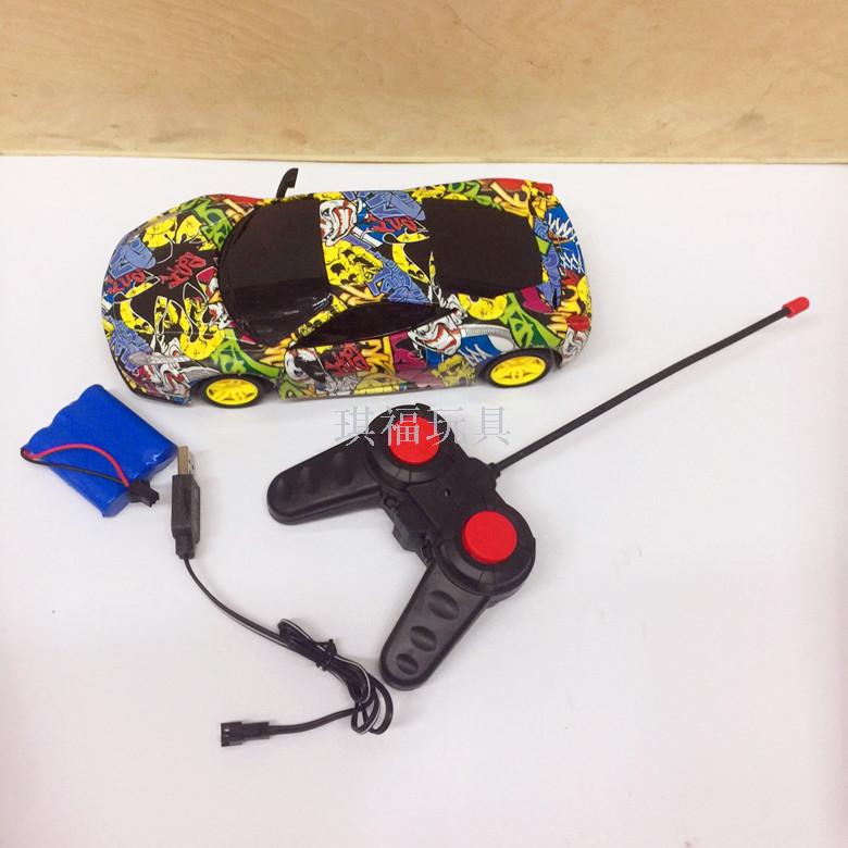 New children charging remote control car cool graffiti remote control car four channels around educational toys gifts