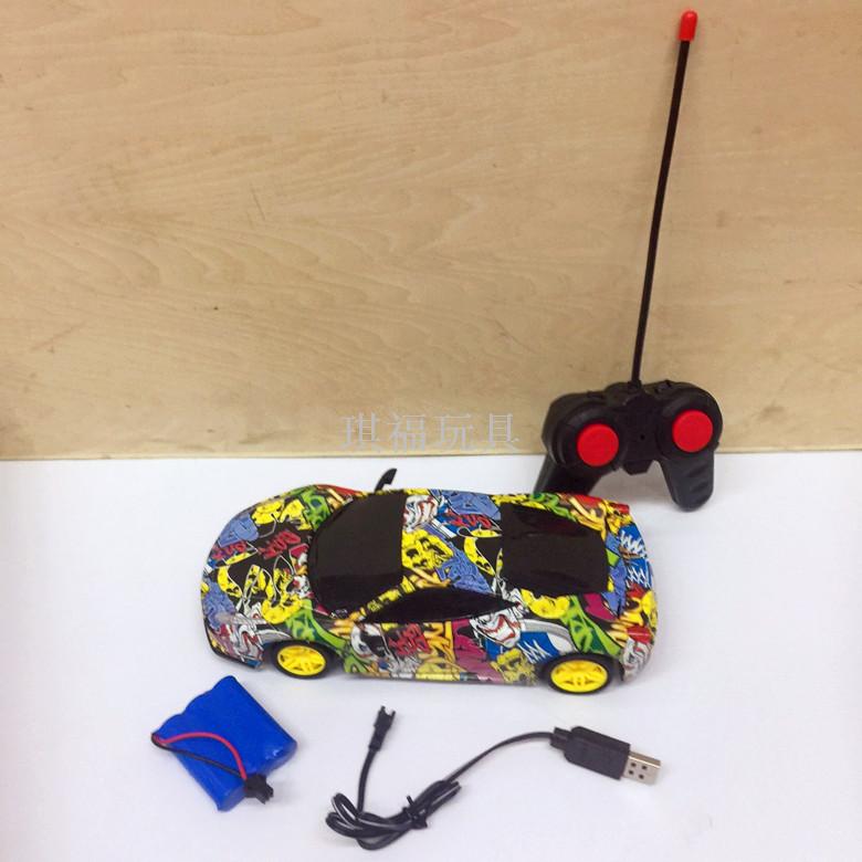 New children charging remote control car cool graffiti remote control car four channels around educational toys gifts