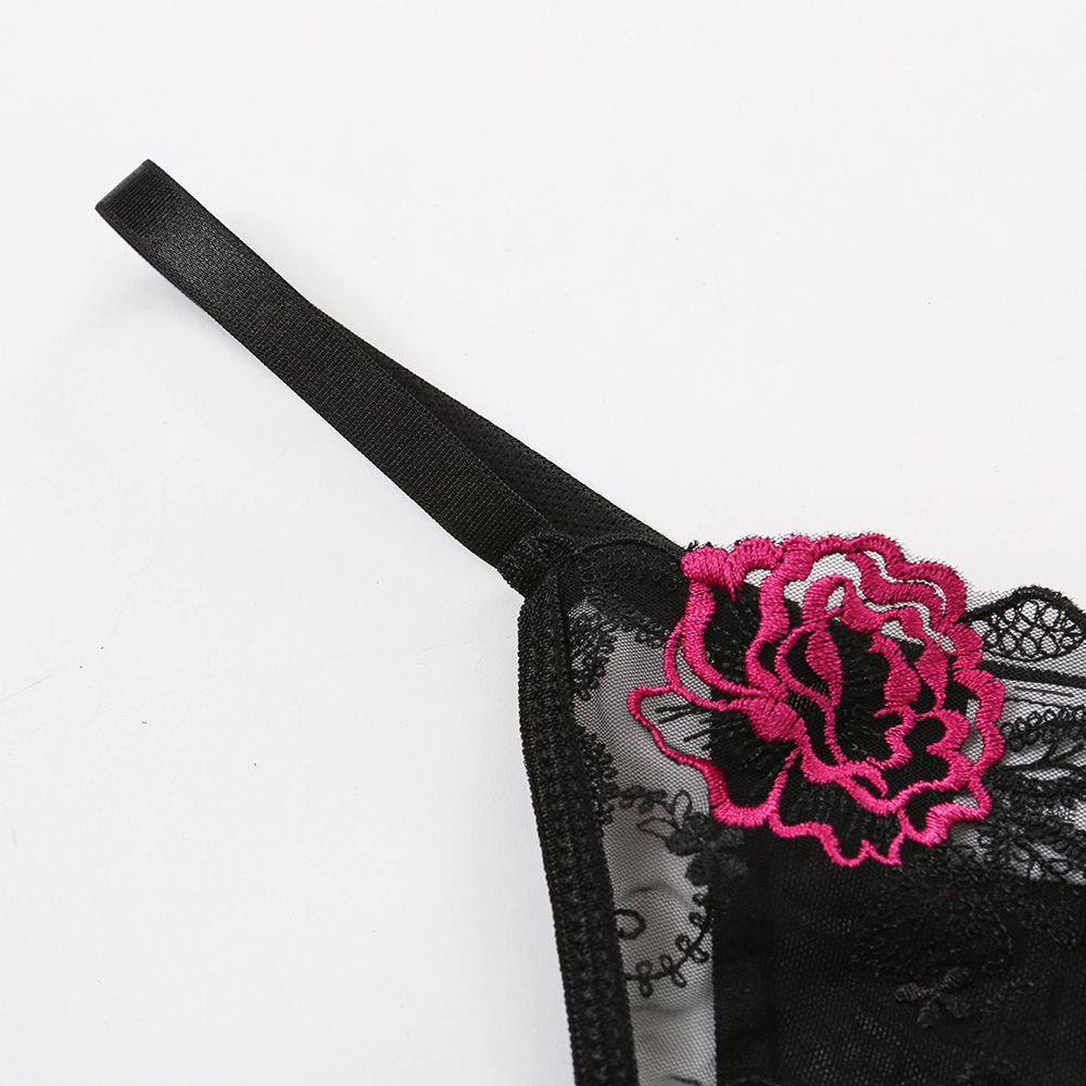 Shantou Dongzhoutai Knitted European and American Style Lace Embroidered Hollow-out Sexy Belt Steel Ring Push up Underwear 14484