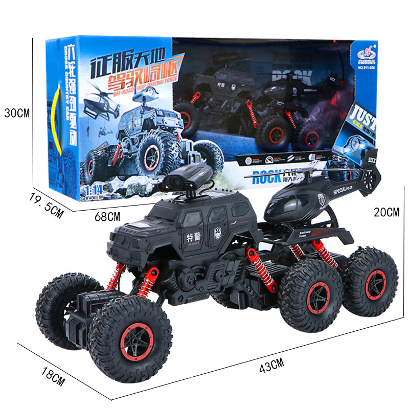 New Oversized New Special Police Six-Wheel Climbing off-Road Bigfoot Monster Remote Control Car Children Boy Cool Toy Car