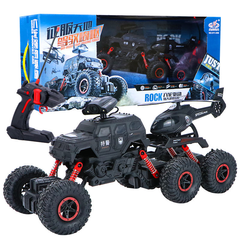 New Oversized New Special Police Six-Wheel Climbing off-Road Bigfoot Monster Remote Control Car Children Boy Cool Toy Car