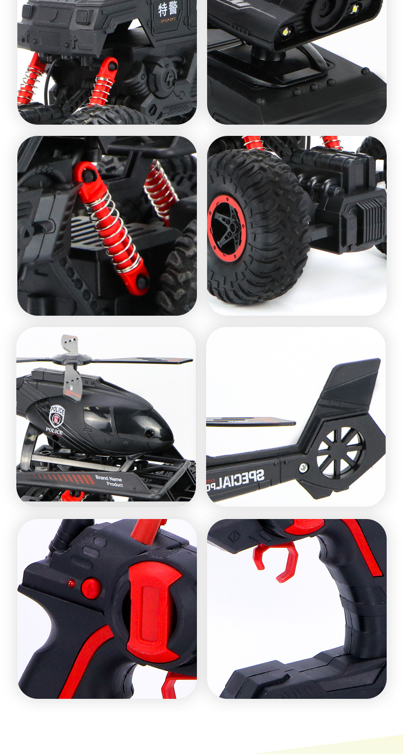 New Oversized New Special Police Six-Wheel Climbing off-Road Bigfoot Monster Remote Control Car Children Boy Cool Toy Car