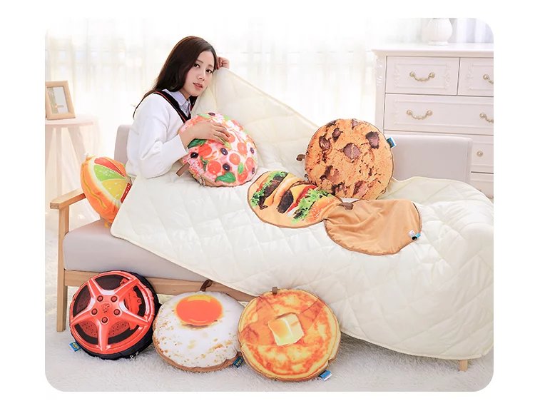 Fruit car pillow quilt dual use sofa cushion by office lunch break folding pillow air conditioning summer cool quilt