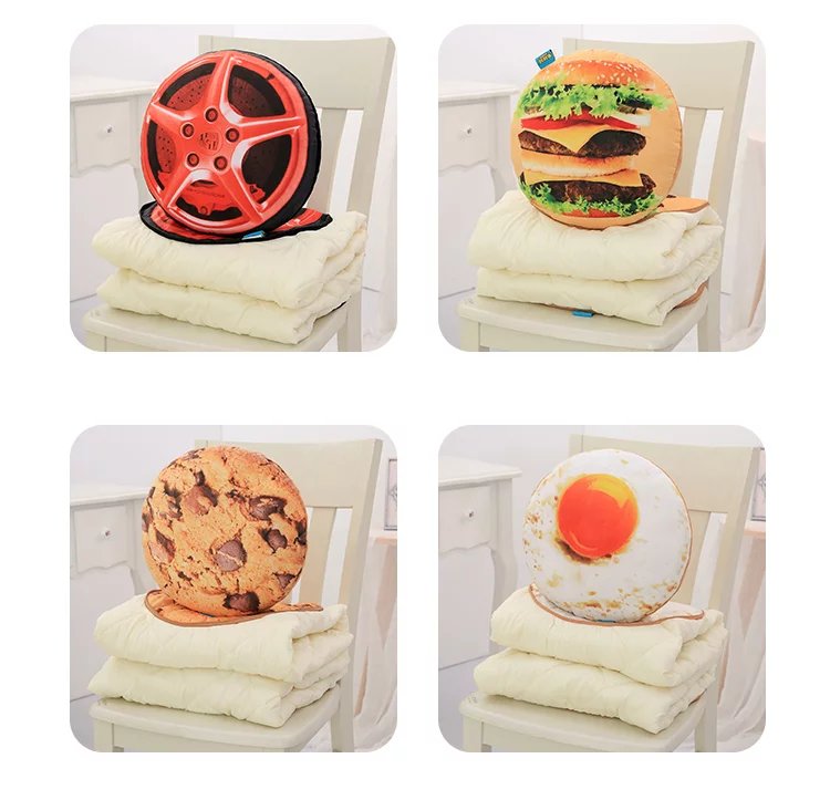 Fruit car pillow quilt dual use sofa cushion by office lunch break folding pillow air conditioning summer cool quilt