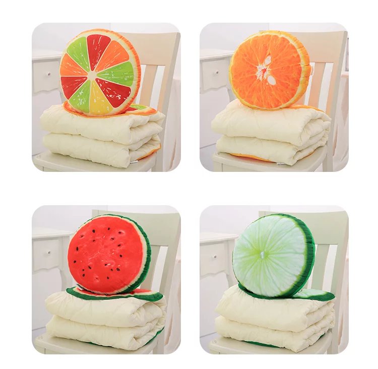Fruit car pillow quilt dual use sofa cushion by office lunch break folding pillow air conditioning summer cool quilt