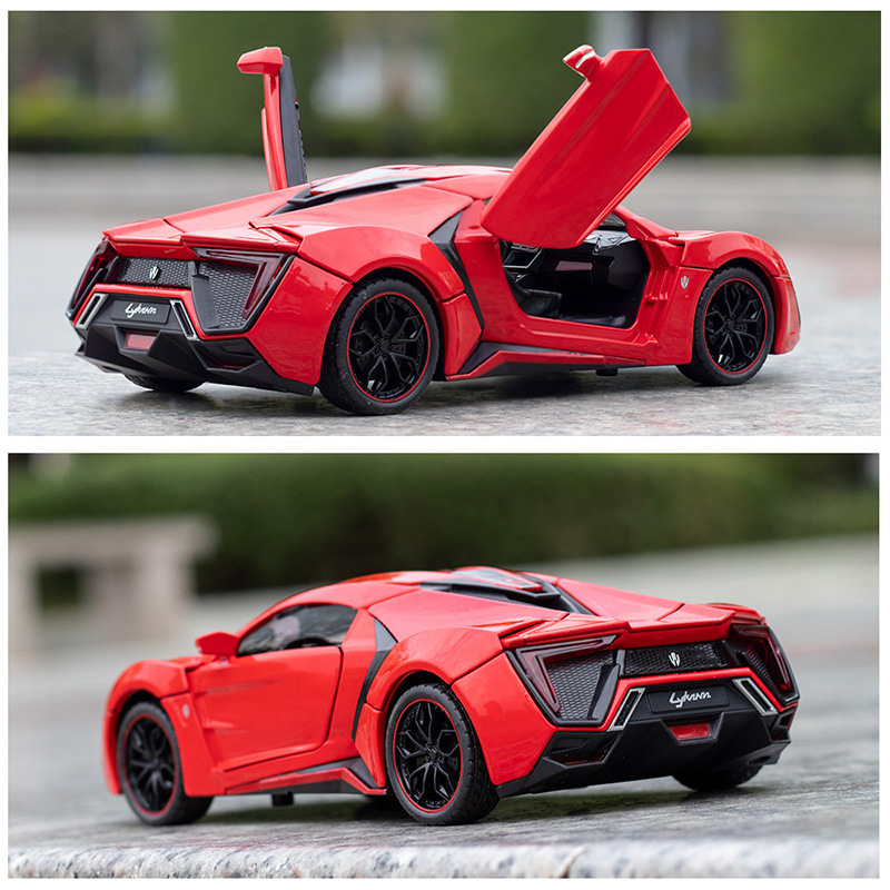 1:24 Bracket Box Simulation Lyken Sports Car Cool Sound and Light Warrior Children&#039;s Toy Alloy Car Model Chenghai Wholesale