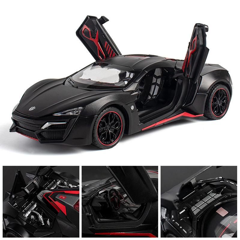 1:24 Bracket Box Simulation Lyken Sports Car Cool Sound and Light Warrior Children&#039;s Toy Alloy Car Model Chenghai Wholesale