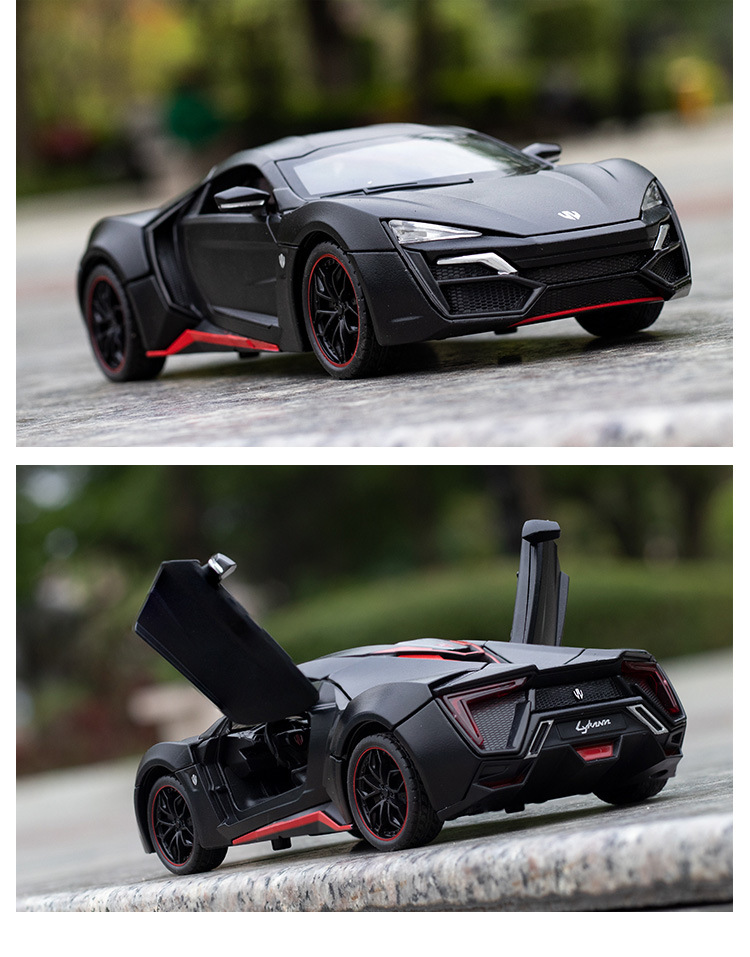 1:24 Bracket Box Simulation Lyken Sports Car Cool Sound and Light Warrior Children's Toy Alloy Car Model Chenghai Wholesale
