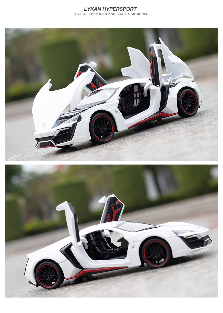 1:24 Bracket Box Simulation Lyken Sports Car Cool Sound and Light Warrior Children's Toy Alloy Car Model Chenghai Wholesale
