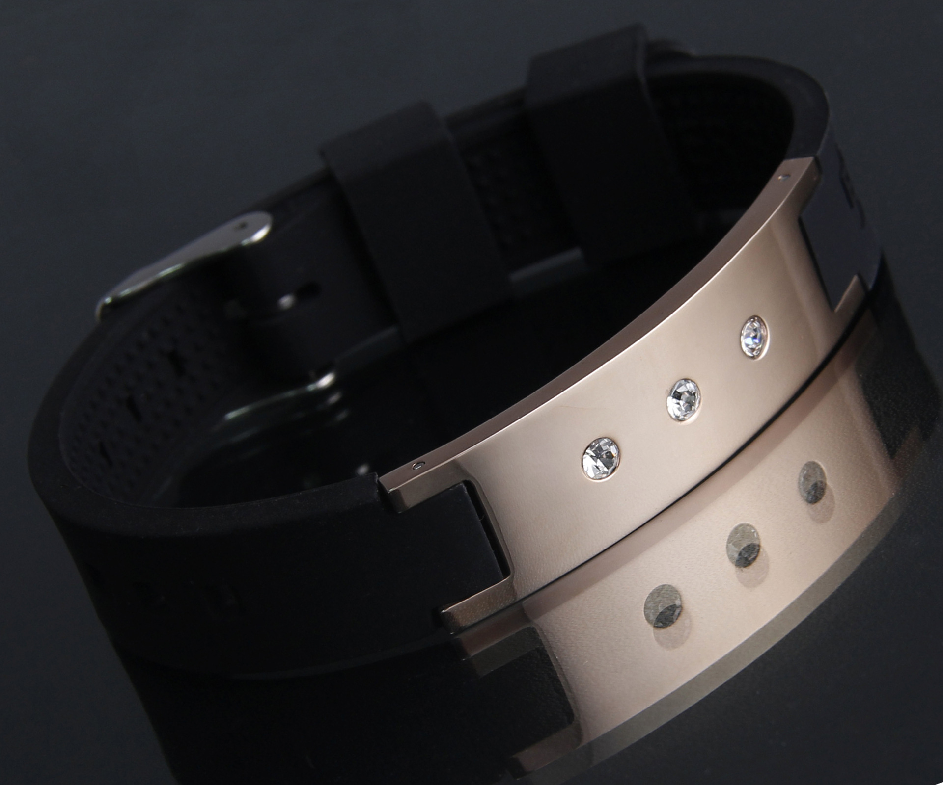 Amazon Silicone Jewelry Wholesale Stainless Steel Diamond Silicone Bracelet European and American Fashion Sports Balance Bracelet