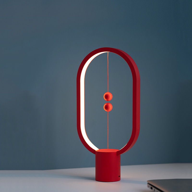 Hengpro Balance Light Magnetic Suspension Lights Red Table Lamp Creative Small Night Lamp Bedroom Bedside Lamp Gift