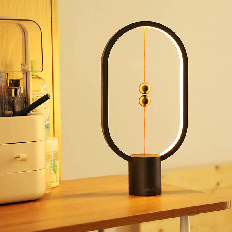 Hengpro Balance Light Magnetic Suspension Lights Red Table Lamp Creative Small Night Lamp Bedroom Bedside Lamp Gift