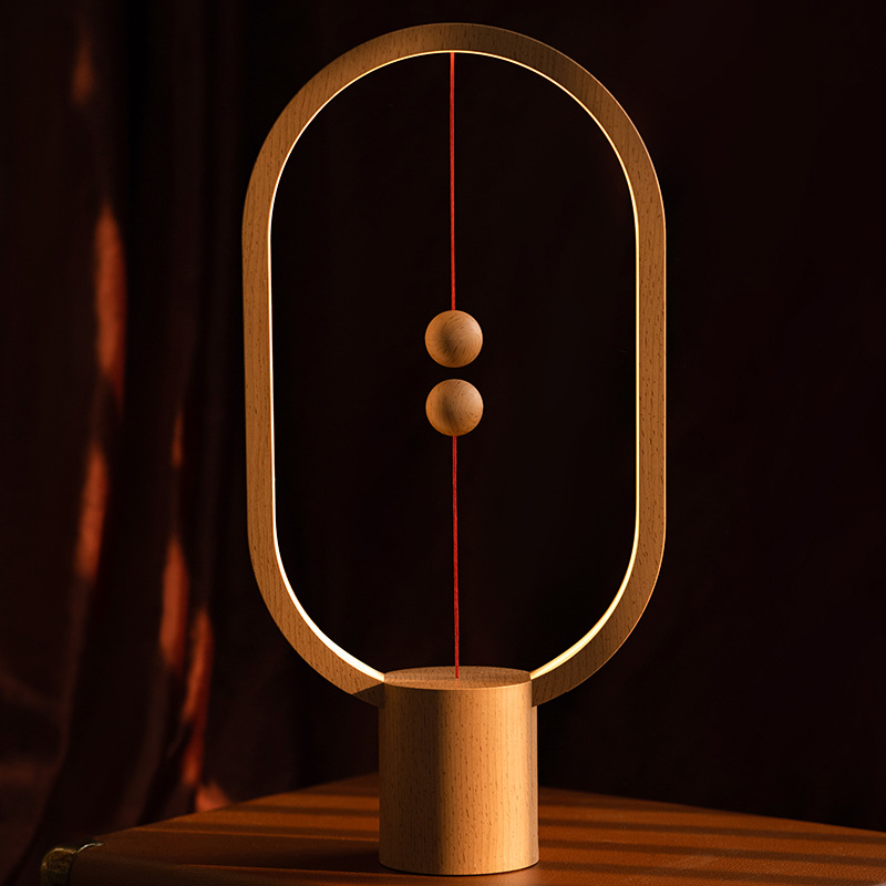 Hengpro Balance Light Magnetic Suspension Lights Red Table Lamp Creative Small Night Lamp Bedroom Bedside Lamp Gift