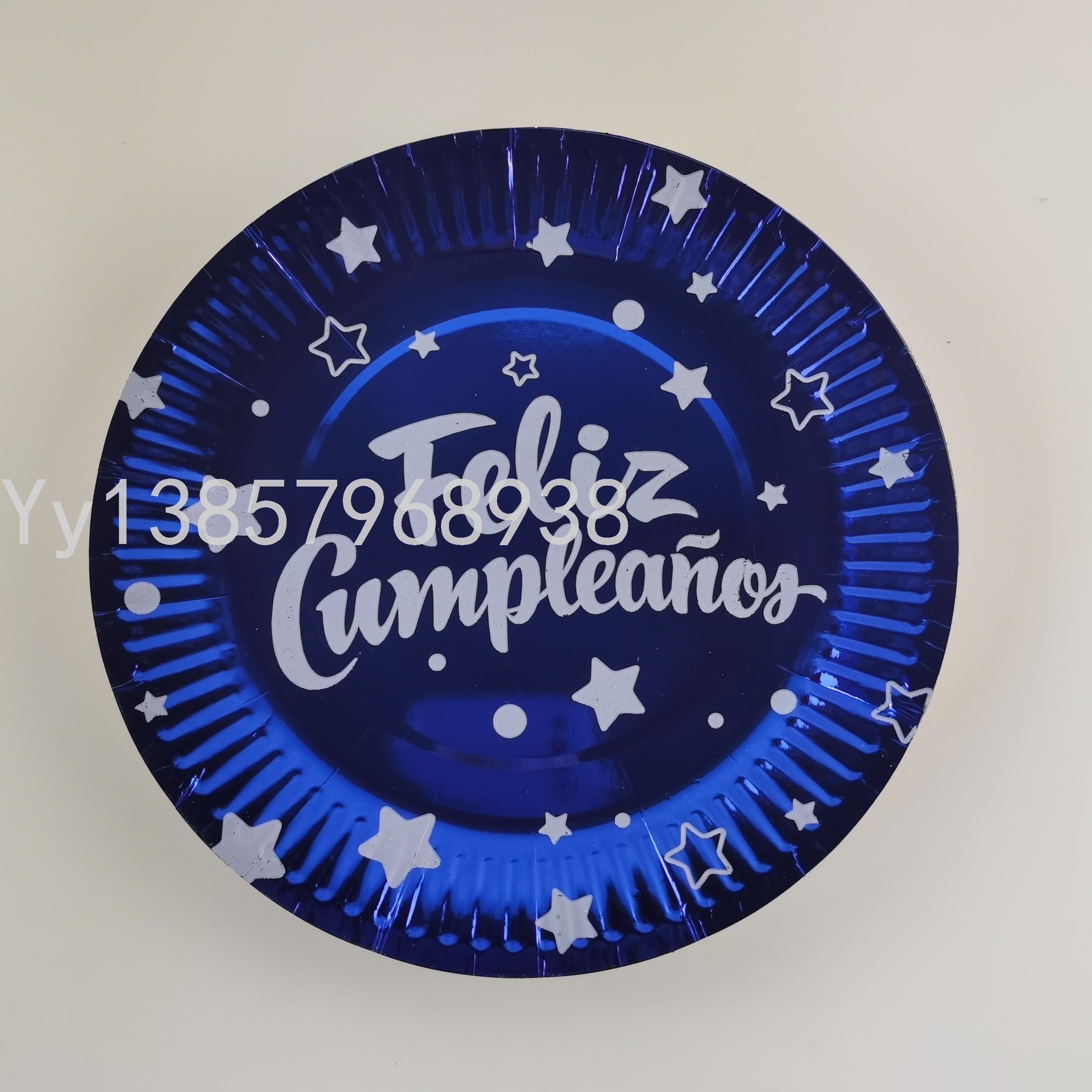 10PCs Blue Color Gold Printing Paper Pallet Series &#039;Paper Birthday Festival Products for Birthday Party