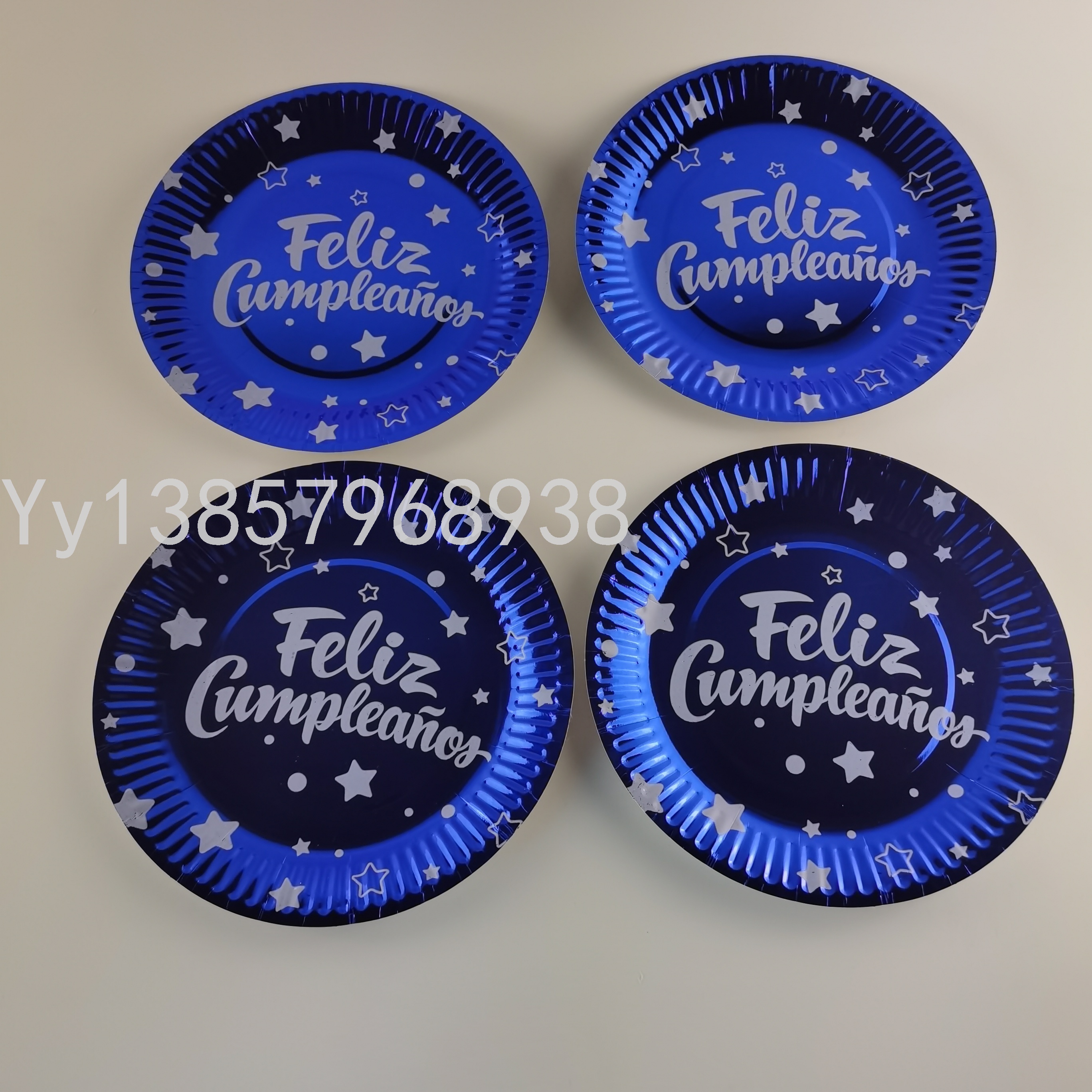 10PCs Blue Color Gold Printing Paper Pallet Series &#039;Paper Birthday Festival Products for Birthday Party