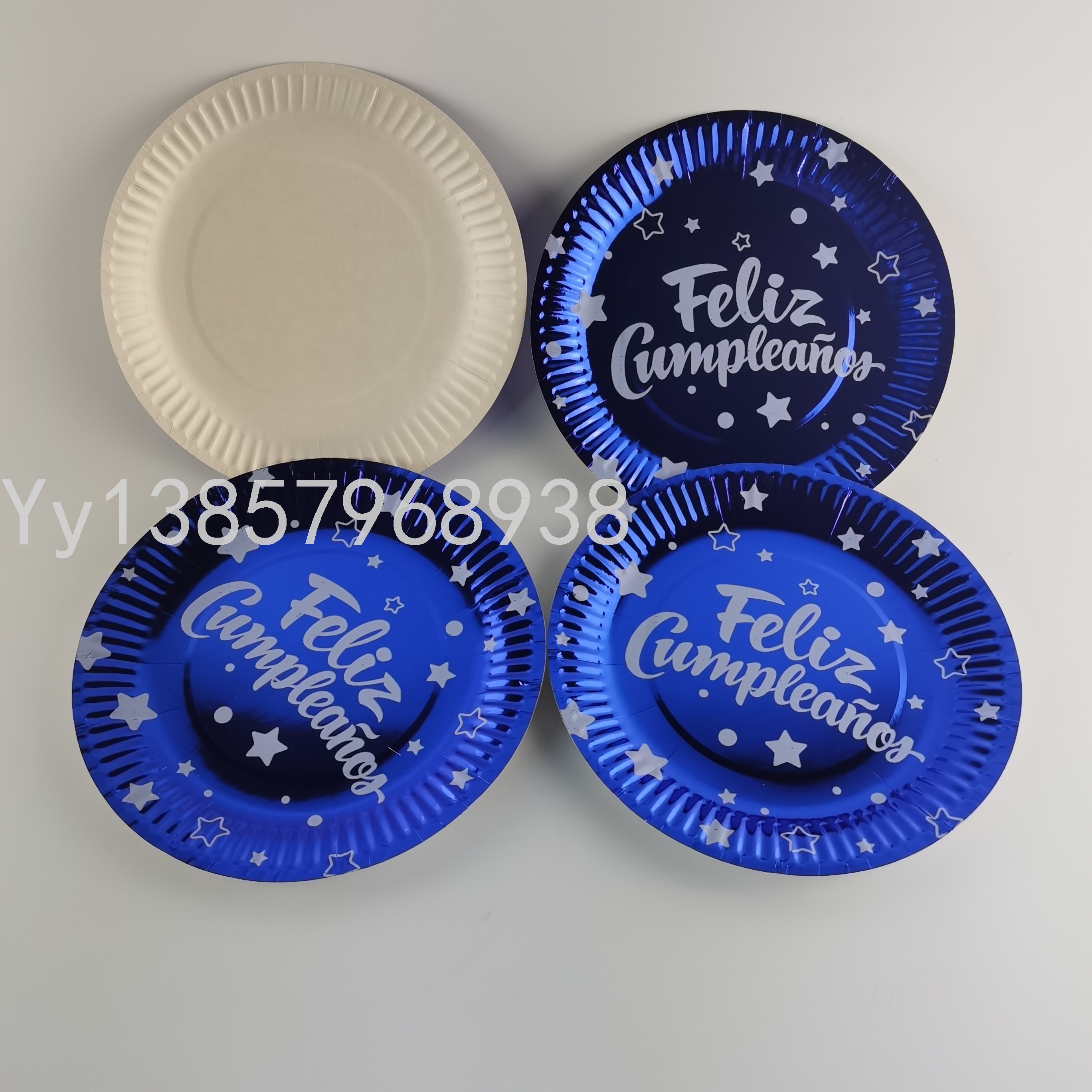 10PCs Blue Color Gold Printing Paper Pallet Series &#039;Paper Birthday Festival Products for Birthday Party