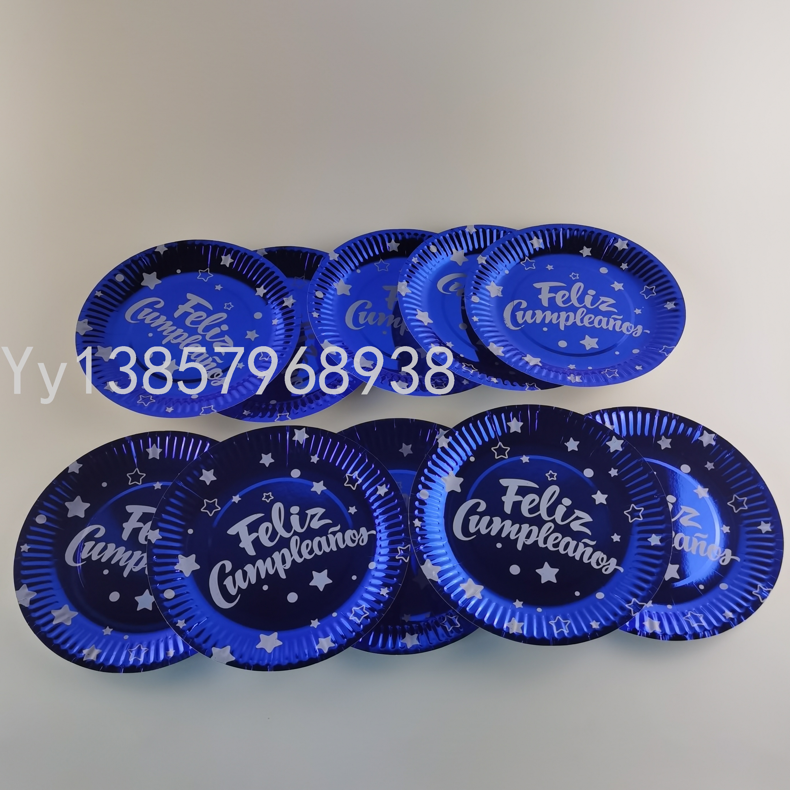10PCs Blue Color Gold Printing Paper Pallet Series &#039;Paper Birthday Festival Products for Birthday Party